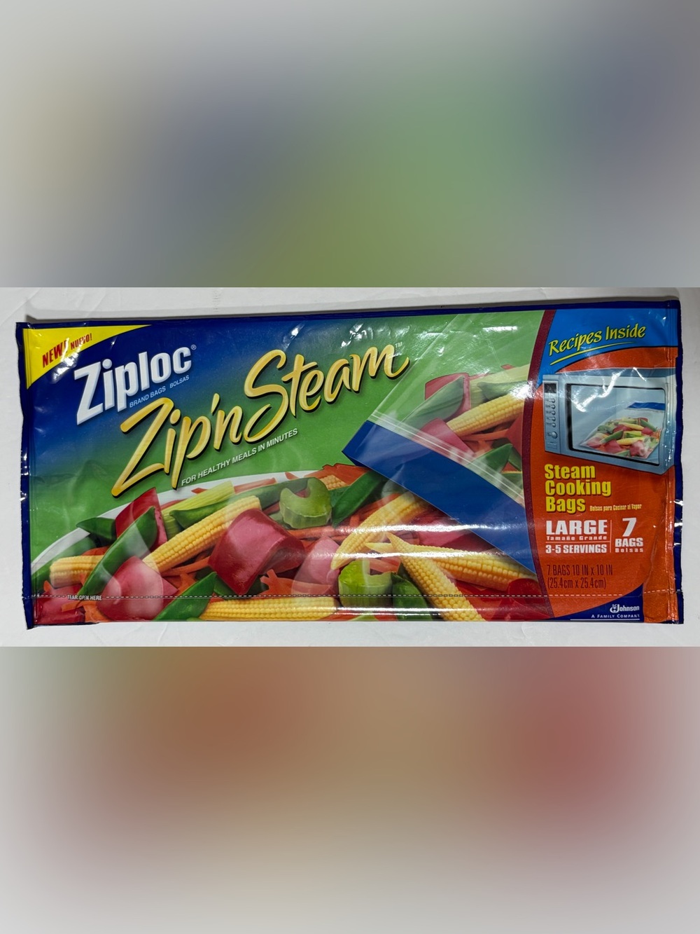 Ziploc Zip’n Steam Large Cooking Bags 7-Bags 10”x10” Sealed